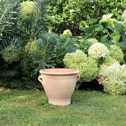 Palatina Werkstatt 100% handgefertigter Terracotta Blumentopf Rosa 25cm aus Griechenland - Exklusive & natürliche Atmosphäre für Ihren Garten & Zuhause