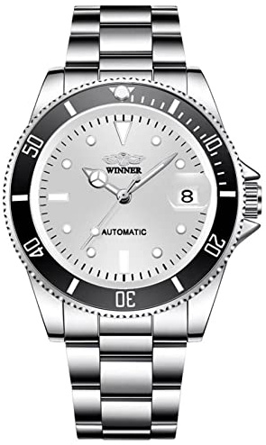 FORSINING Montre mécanique automatique pour homme avec bracelet en acier inoxydable de 20 mm à remontage manuel