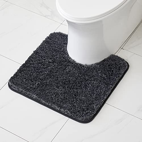 MIULEE Badematte Weiche Badteppich U Förmige Deko Matte rutschfest Fußmatte Flauschig Teppich Waschbar Badteppich Badvorleger Badezimmerteppich für Toilett WC Badezimmer 50x50 cm Dunkelgrau