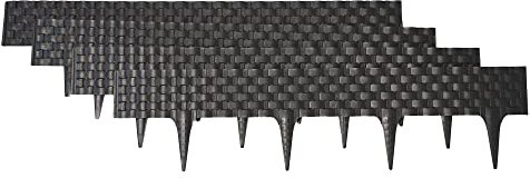 Beeteinfassung als Stecksystem | Flexible Rasenkante aus recyceltem Kunststoff | Beetbegrenzung 9,0 cm hoch | Mähkante mit Bodenstecker | Beetumrandung in Rattan-Optik, anthrazit