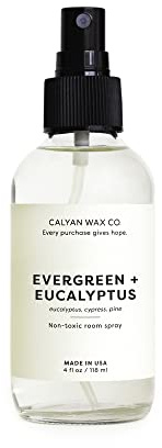 Calyan Wax Co. Evergreen & Eucalyptus Room Spray - Non Toxic Air Freshener - Natural Room Deodorizer with Essential Oils - Air Freshener Spray for Home - 4 fl oz