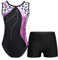 TTAO Gymnastikanzug Kinder Mädchen Turnanzug Ärmellos Ballettanzug Tanz Gymnastikbody mit Shorts Training Wettkampf Tanzkostüm Rosa Leopard 134-140