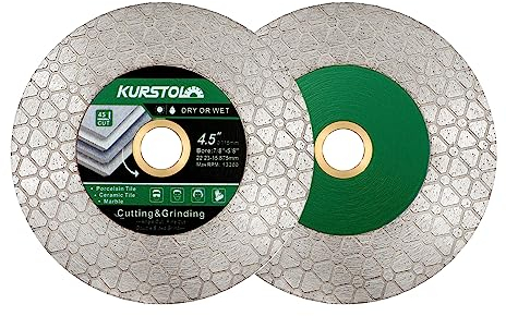 KURSTOL Disque Diamant Carrelage - 2pcs 115mm Fraise Carrelage Disques à Tronçonner Diamantés Pour Couper et Meuler les Carreaux de Céramique, la Porcelaine, le Granit, le Marbre