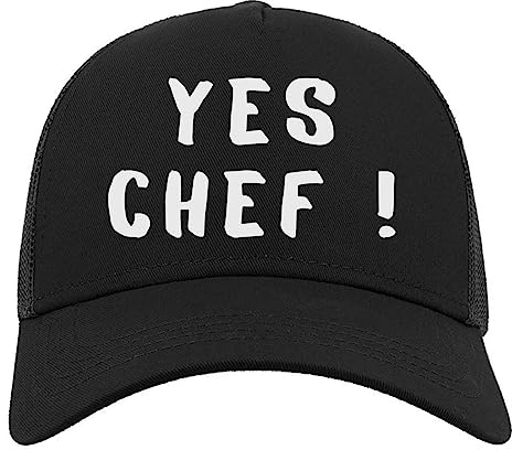 Yes Chef Funny Kitchen Cooking Meme Halbmaschige Trucker-Cap-Baseballmütze aus Baumwolle Schwarz