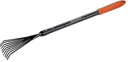 Heavy Duty Extending Telescopic Fan Leaf Rake - Long Handled Garden Tool - Extends from 77cm to 110cm