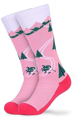 Calze da Sci per bambina, Calze Termiche Lunghe Ginocchiera Alta Sci Snow Socks per Ragazze Spessore Inverno Caldo Calze Sportive Traspiranti per Sci All'aperto Pattinaggio Snowboard (S per 7-12 anni)