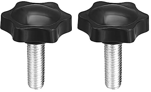 TOP-VIGOR 2 pomos de tornillo de sujeción M8 x 20 mm, forma hexagonal, 38 mm de diámetro, cabeza de plástico, mango de rosca macho, tornillo de pulgar