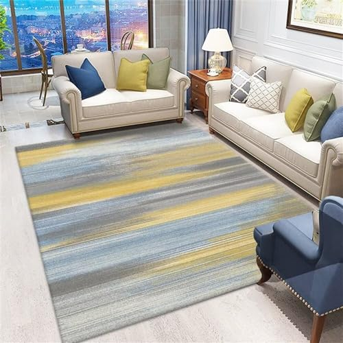 RUGMRZ Kinder Teppich Mädchen Area Rug Waschbare Blaue und gelbe Tintenmalerei-Serie kann angepasst Werden Baby Kinderzimmer 180 x 200 cm