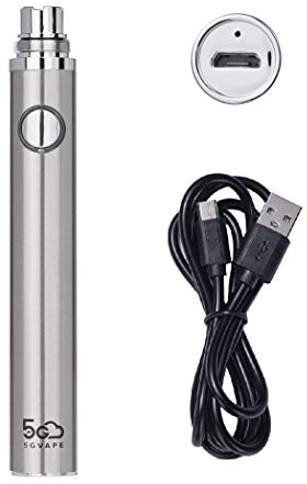 5GVAPE EVOD EGO elektronische Zigarettenbatterie,USB wiederaufladbare lang anhaltende 650mAh,510 Faden E Shisha Vape Batterie für CE4 Tank Zerstäuber,kein Nikotin keine E Flüssigkeit (Stahl)