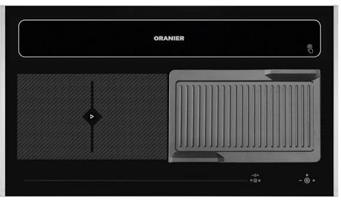 Oranier Kochfeld 90 cm Induktion KFL 2094 Kochfeldabzug - Flächen-Induktionskochfeld Abluft-Umluft & Grillplatte gerillt & Edelstahl Seitenleisten