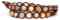 Tamashii 2-reihiges Unisex-Armband Original Tibetan aus Naturstein Fossilholz und brauner Schnur. Einheitsgröße. BHS600-78, Taglia unica, Baumwolle, fossiles Holz