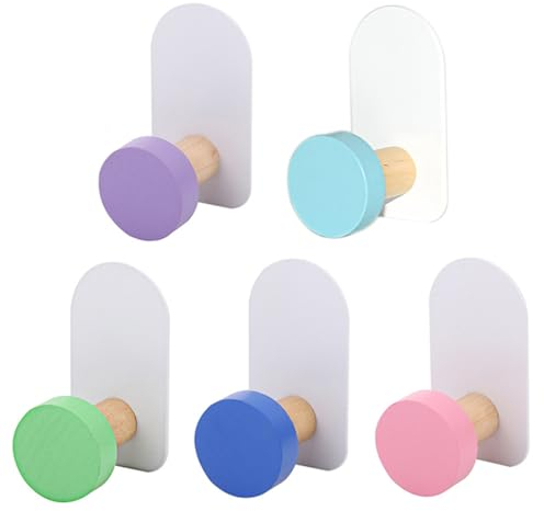 Lnjya 5 ganchos autoadhesivos para toallas, ganchos de pared, toalleros sin taladrar, ganchos de pared, ganchos para baño, dormitorio, cocina, salón, niños (macaron)