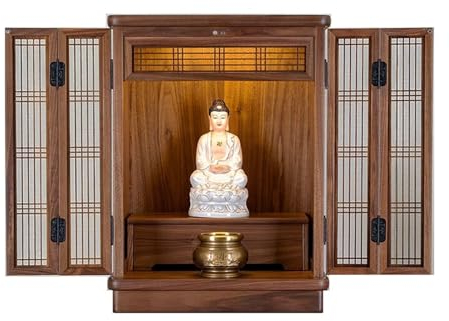 Heimtempel Schwarzer Walnuss-Wandanhänger, Buddha-Nischenschrank, die Göttin des Reichtums, Guanyin, Tisch-Schrein-Opfertisch Buddha-Statue Regal (Color : 48cm)