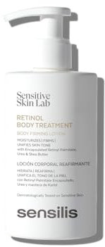 Sensilis Retinol Body Treatment Straffende und feuchtigkeitsspendende Körperlotion, vereinheitlicht den Ton, mit Retinol, für empfindliche Haut, 200 ml