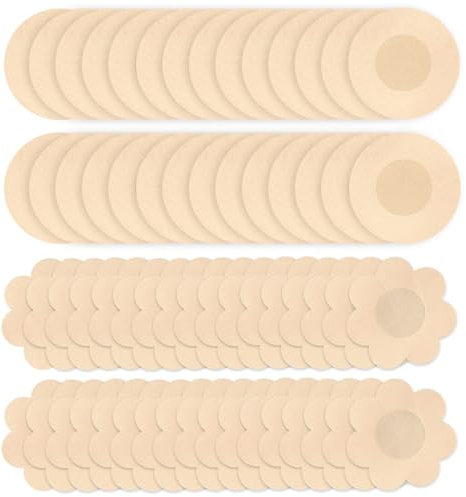 DILYUPE 100 Pièces Protège-tétons Invisibles, Jetables Cache Tétons Nipple Cover Breast Petals Stickers, Cache Teton Femme, Respirants Couvre Seins Mamelons, Ronde & Prune