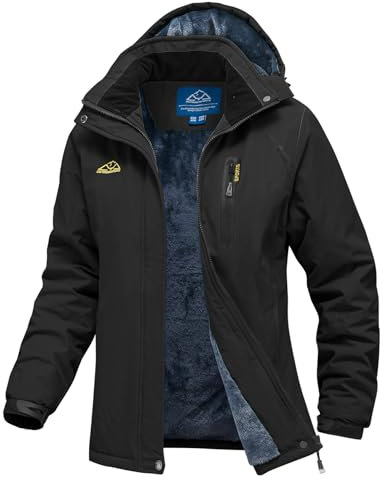 YSENTO Damen Winterjacke Wasserdicht Skijacke Softshelljacke Warm Gefüttert Winddicht Outdoor Snowboardjacke(Schwarz,S)
