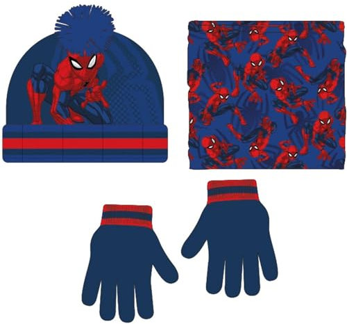 CERDÁ LIFE'S LITTLE MOMENTS Conjunto Gorro, Guntes y Braga Spiderman Cómodo y Práctico Ideal día 3 Piezas, Multicolor, One Size para Niños