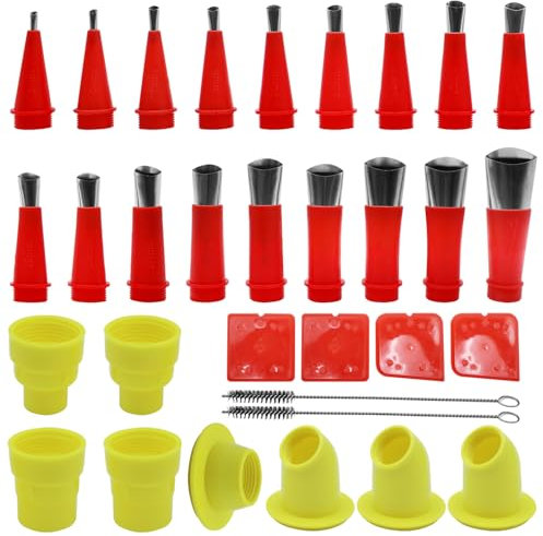 Piuluvor® Edelstahl Kartuschenspitze Set, 32 Stück Edelstahl Dichtungsdüse Dichtungsfinisher mit Silikon Abzieher zum Füllen von Lücken in Küchen, Badezimmern Fenstern