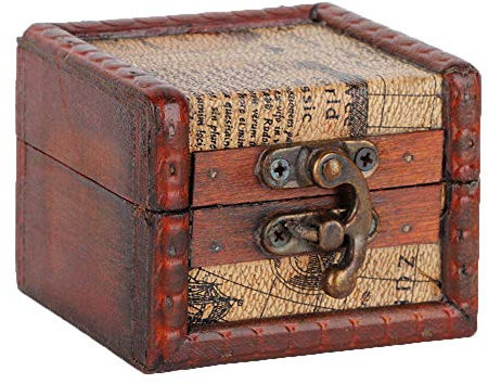 LOCADENCE Vintage Schmuckkästchen aus Holz, Vielseitig Einsetzbar, Kleine Handgefertigte Holz Aufbewahrungsbox, Antiker Alter Dekorativer Aufbewahrungsorganisator (Weltkarte)