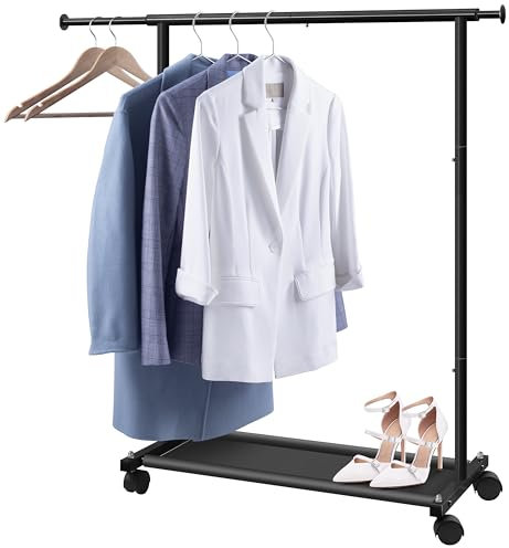MISSLO Kleiner Kleiderständer zum Aufhängen von Kleidern, Kleiderstange Rollen Stabil für Kinder,Toddler, Baby, Kleine Mädchen, Erwachsene (Schwarz)