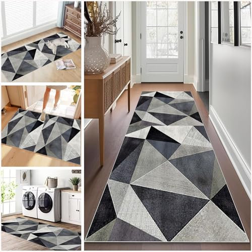 Long Runner Rug for Hallway 40 x 100 cm Washable Carpet Runner Rug for Kitchen, Heavy Duty Hall Runner Door Mat Indoor, Non Slip Stair Area Rug for Entrance, Front Door Hall Hallways Living Room