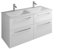 Burgbad Eqio Mineralguss-Doppelwaschtisch inklusive Waschtischunterschrank, Breite 1220 mm, SEYW122, Farbe: Grau hochglanz/grau hochglanz, Stangengriff schwarz matt G0234