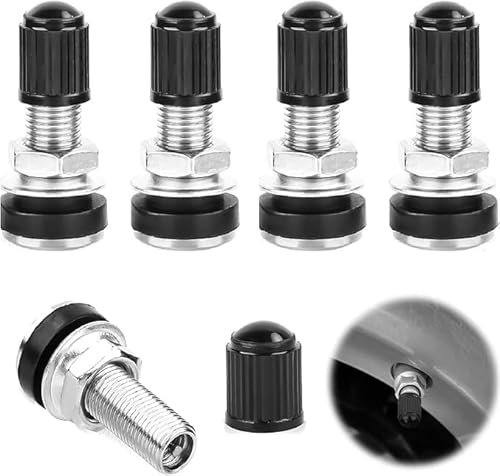 Wjelet 4 Stück 32mm Autoventil Reifenventil Rohrloses Ventil Metallreifenventilmünde Mit Staubdichtem Abdecken für Autos Motorrad Fahrrad