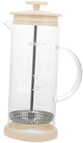 Cabilock Manual Milk Frother Handheld Glass Pitcher Hand Pump for Coffee Milk Maker for Home Cappuccino Making