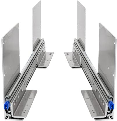BRASOM Auszugsschienen - Schubladenschienen 800mm, 250kg, 32 inch, mit hohe Bodenmontage und Schubladenhalterungen, Heavy Duty, Lock in/aus Schubladen Schienensystem, Kugellager, links und rechts