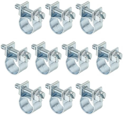 PATIKIL 10 Pcs 10-12mm Mini Fuel Injection Hose Clamps Zinc Plated Adjustable Clamp