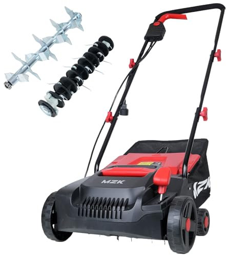 MZK 13-inch 12-Amp 2-in-1 Electric Dethatcher and Scarifier-Green