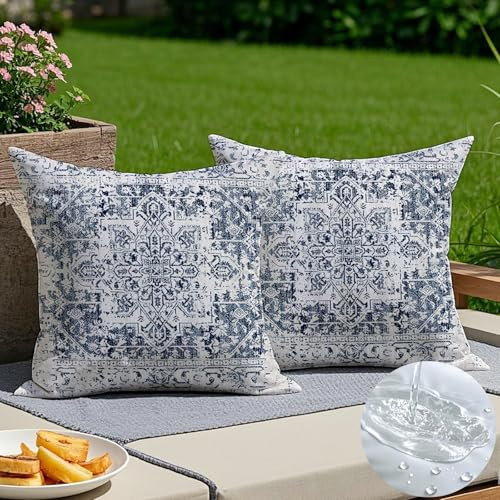 Vorysum Outdoor Kissen 40x40 cm Wetterfest Schwarz Sofakissen Vintage Dekokissen Boho Kissenbezug Abstrakte Kissenhülle Herbst Zierkissenbezüge für Wohnzimmer Garten Couch 2er Set