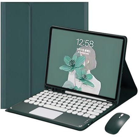 JZ Combo Magnetic Touch Tastiera Caso per iPad Air 5th/4th Generation Case con copertura tastiera e mouse (Penna non inclusa) ﻿ For iPad Air 5th/4th Gen (2022/2020) - Dark Green