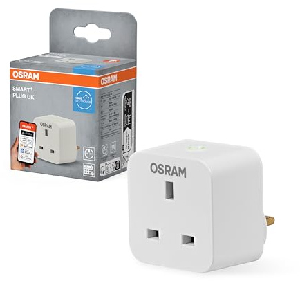 OSRAM SMART+ Indoor Plug UK, smart socket with Matter over WiFi, for integrating traditional devices into the smart home, compatible with Alexa, Google & Apple, measures consumption, white, 1-pack