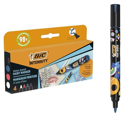BIC Intensity Permanentmarker, Rundspitze, 4,5 mm, 4 Stück, 4 verschiedene Farben