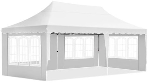 QIUYMGFG Garage carport Pavillon d'extérieur escamotable étanche 3 x 6 m, Tente à Quatre côtés en Tissu Oxford 420D, auvent imperméable Abris de Voiture(White)