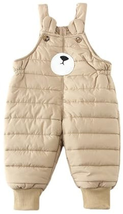 Generisch Trousers Baby Boy Children Toddler Boys Girls Snow Ski Dungarees Jumpsuit Sleeveless Zip Overall Winter Warm Down Trousers Tight Trousers Boys, khaki, 6-12 Months