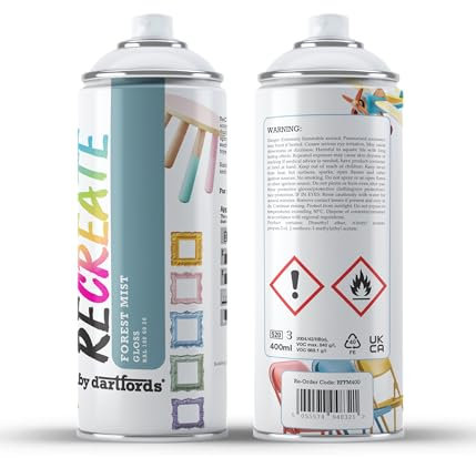 RECREATE Forest Mist Green Gloss Spray Paint for Wood, Metal, Plastic | Quick Drying, Smooth, Durable, Easy-to-Apply | Suitable for Indoor/Outdoor | Furniture, Craft, Doors, Ornaments, Pots, Frames