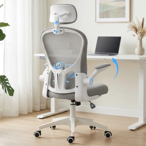Vinsetto Office Chair with Rotatable Headrest 4D Lumbar Support Black | Mesh Desk Chair, Padded Flip-up Armrests, High Back Computer Comfy Seat, for Home Office