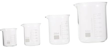 4Pezzi Becher Graduati Borosilicato Misurazione Liquidi per Strumenti Resistenti e Facili
