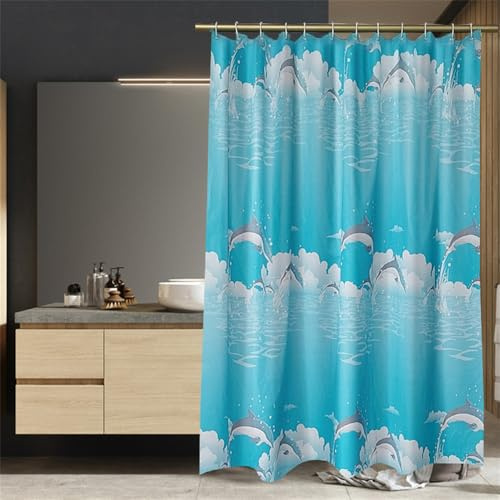 PEKMAR Rideau de Douche en Acier Inoxydable avec boutonnière, imperméable, Anti-moisissure, translucide, Largeur x Hauteur, 150 x 180 cm