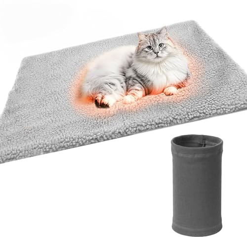 Mikiuly Selbstheizende Katzendecke,Selbstheizende Decke für Katzen & Hunde,Wärmedecke für Hunde,Wärmedecke, Heizdecke für ohne Strom,Katzen Bettchen, 57 * 46cm,ohne Strom