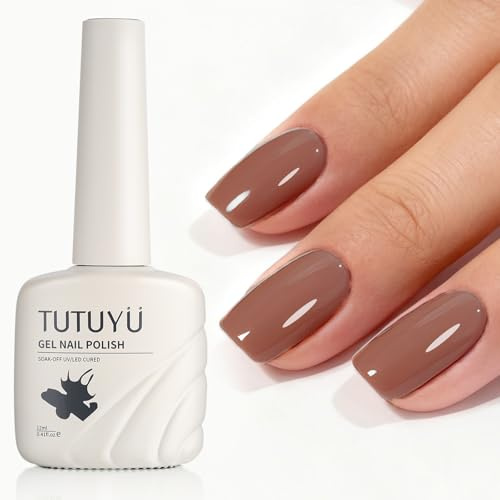 TUTUYU Latte Brown Gel Nagellack | Einfache Deckung mit einem Zug, farbechte Farbe und ganzjähriges Essential, für Büro-Eleganz/Alltagslook - Braun S144