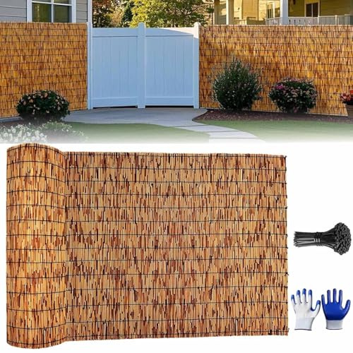Brise Vue Bambou Naturel Canisse Bambou 1m 1m50 1m80 Hauteur Canisse Bambou Écran De Confidentialité Décorative Séparation De Jardin Clôture D'intimité Avec Attaches De Fixation(H140xL300cm)