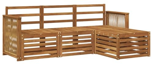 vidaXL Outdoor-Sofagarnitur 4 pcs Natur, Garten-Sofa, modernes Lounge-Set, entspannende Möbel für Terrasse, ideal zum Chillen