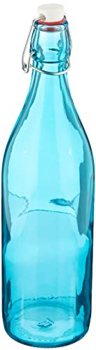 Giara - Bottiglia con tappo ermetico, 1 litro, in vetro blu ecologico, per cordiali e conserve