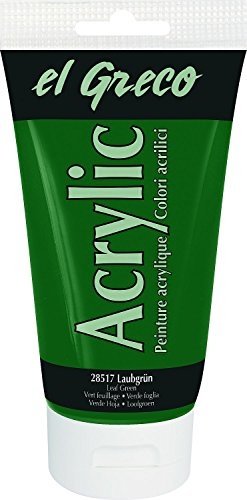 KREUL 28517 - El Greco Acrylic, 150 ml Tube in laubgrün, hochpigmentierte, glänzende Acrylfarbe in Studienqualität, buttrig vermalbar, für pastose Malerei