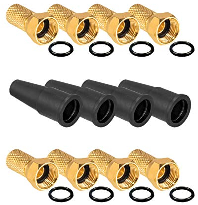 HB-DIGITAL SAT Zubehör Set 4X Gummitüllen und 8X F-Steckern Koaxialkabel Koaxial F-Stecker
