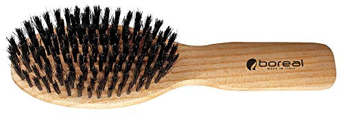 Hair Brush oval Model Natural ash Wood and Pure Pig bristles. Antistatic. Entirely Produced in Italy. Natürliche Holz haarbürste antistatisch.