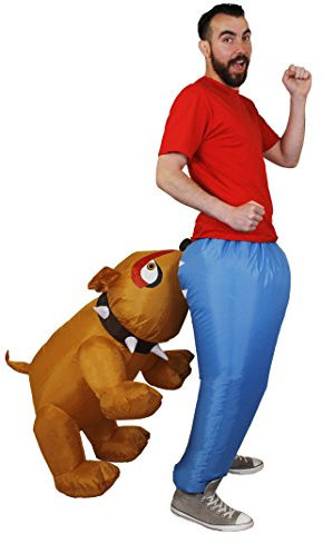 NOVELTY INFLATABLE DOG BITE FANCY DRESS COSTUME